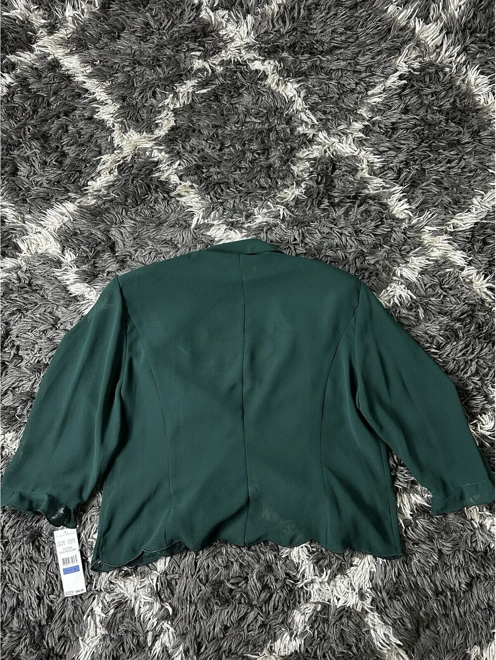 NWT Plaza South Green Blazer Jacket Womens 18 Embroidered Floral Edge 2000s
